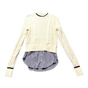 Women's Veronica Beard Women’s Ivory Fritz Mixed Media Sweater Sz XS Fisherman